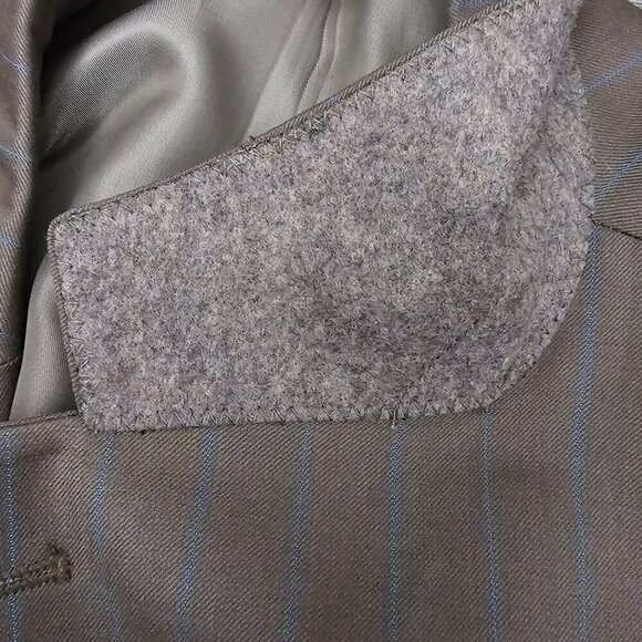 FR Tripler & Co Signature Gold Italian Lux Wool Cashmere Pinstripe Suit Jacket - Picture 11 of 14